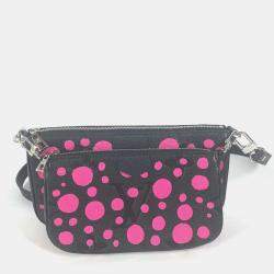 Pre Owned Louis Vuitton Black and Pink Monogram Empreinte Leather Yayoi Kusama Multi Pochette Accessoires Shoulder Bag