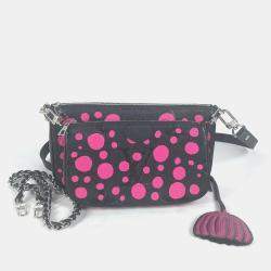 Pre Owned Louis Vuitton Black and Pink Monogram Empreinte Leather Yayoi Kusama Multi Pochette Accessoires Shoulder Bag