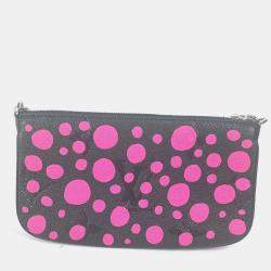 Pre Owned Louis Vuitton Black and Pink Monogram Empreinte Leather Yayoi Kusama Multi Pochette Accessoires Shoulder Bag