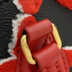 Pre Owned Louis Vuitton Noir, Rouge PVC Tufted OnTheGo GM Tote Bag