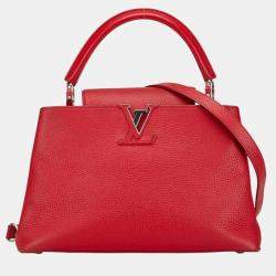 Louis Vuitton Scarlet Red Leather Capucines MM Shoulder Bag