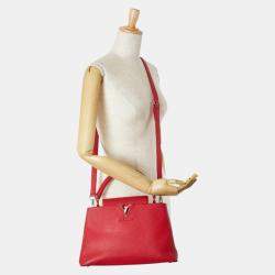 Louis Vuitton Scarlet Red Leather Capucines MM Shoulder Bag