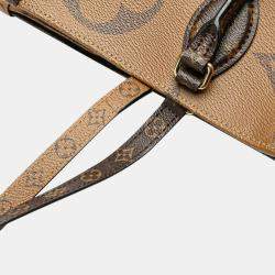Pre Owned Louis Vuitton Brown Leather Monogram Giant Reverse OnTheGo GM Shoulder Bag