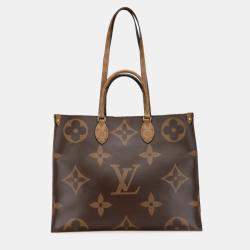 Pre Owned Louis Vuitton Brown Leather Monogram Giant Reverse OnTheGo GM Shoulder Bag