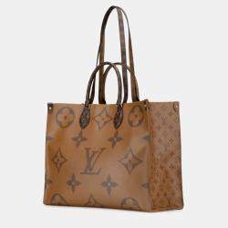 Pre Owned Louis Vuitton Brown Leather Monogram Giant Reverse OnTheGo GM Shoulder Bag