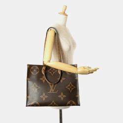 Pre Owned Louis Vuitton Brown Leather Monogram Giant Reverse OnTheGo GM Shoulder Bag