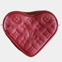 Louis Vuitton Red Monogram Leather Fall In Love Sac Coeur Heart Chain Bag