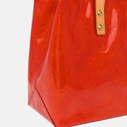 Pre Owned Louis Vuitton Red Monogram Vernis Leather Reade PM Tote Bag