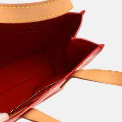 Pre Owned Louis Vuitton Red Monogram Vernis Leather Reade PM Tote Bag