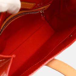 Pre Owned Louis Vuitton Red Monogram Vernis Leather Reade PM Tote Bag