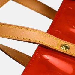 Pre Owned Louis Vuitton Red Monogram Vernis Leather Reade PM Tote Bag