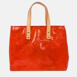Pre Owned Louis Vuitton Red Monogram Vernis Leather Reade PM Tote Bag