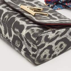 Louis Vuitton Grey/Black Leopard Print Coated Canvas Twist MM Bag