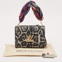Louis Vuitton Grey/Black Leopard Print Coated Canvas Twist MM Bag