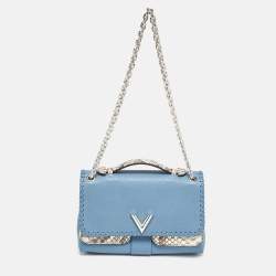 Louis Vuitton Blue Cuir Plume Leather and Python Very Bag