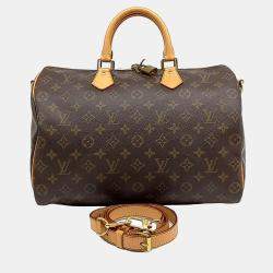 Pre Owned Louis Vuitton Brown Coated Canvas Monogram Bandouliere Speedy 35 bag