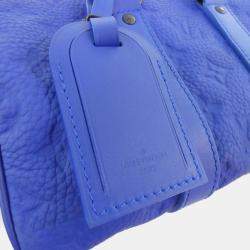 Louis Vuitton Black, Blue Taurillon Monogram Keepall Bandouliere 25 Boston Bag