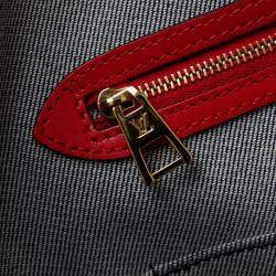 Louis Vuitton Blue Red Leather Monogram Denim OnTheGo GM Tote Bag