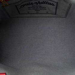 Louis Vuitton Blue Red Leather Monogram Denim OnTheGo GM Tote Bag