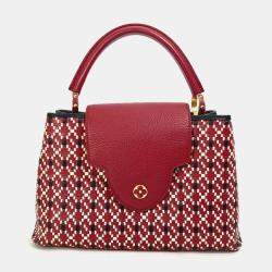 Pre Owned Louis Vuitton Red Woven Leather Capucines PM Handbag