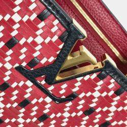 Pre Owned Louis Vuitton Red Woven Leather Capucines PM Handbag