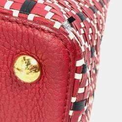 Pre Owned Louis Vuitton Red Woven Leather Capucines PM Handbag