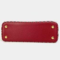 Pre Owned Louis Vuitton Red Woven Leather Capucines PM Handbag