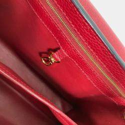 Pre Owned Louis Vuitton Red Woven Leather Capucines PM Handbag