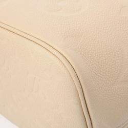  Louis Vuitton Creme Leather Monogram Empreinte Neverfull MM Tote Bag