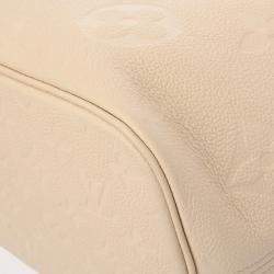 Louis Vuitton Creme Leather Monogram Empreinte Neverfull MM Tote Bag