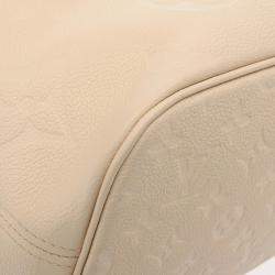  Louis Vuitton Creme Leather Monogram Empreinte Neverfull MM Tote Bag