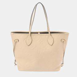  Louis Vuitton Creme Leather Monogram Empreinte Neverfull MM Tote Bag