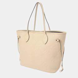  Louis Vuitton Creme Leather Monogram Empreinte Neverfull MM Tote Bag