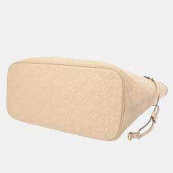  Louis Vuitton Creme Leather Monogram Empreinte Neverfull MM Tote Bag