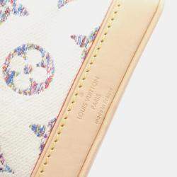 Pre Owned Louis Vuitton White Canvas Leather Nano Noe Monogram Jacquard Handbag 