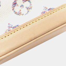 Pre Owned Louis Vuitton White Canvas Leather Nano Noe Monogram Jacquard Handbag 