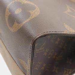 Louis Vuitton Brown Coated Canvas Leather On The Go Gm Monogram Giant Reverse Shoulder Bag 