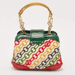Louis Vuitton Multicolor Fabric and Alligator Mini Chains Linda Bag