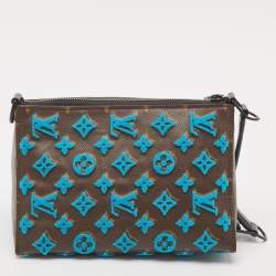 Louis Vuitton Turquoise Monogram Tuffetage Canvas Triangle Messenger Bag