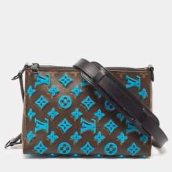 Louis Vuitton Turquoise Monogram Tuffetage Canvas Triangle Messenger Bag
