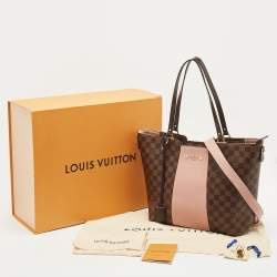 Pre Owned Louis Vuitton Magnolia Damier Ebene Canvas and Taurillon Leather Jersey Tote
