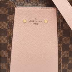 Pre Owned Louis Vuitton Magnolia Damier Ebene Canvas and Taurillon Leather Jersey Tote