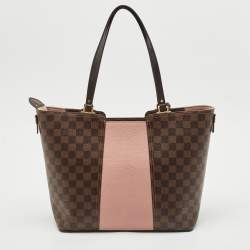 Pre Owned Louis Vuitton Magnolia Damier Ebene Canvas and Taurillon Leather Jersey Tote