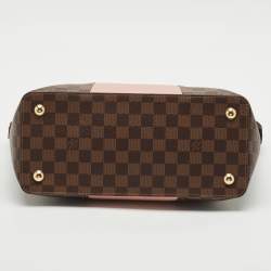 Pre Owned Louis Vuitton Magnolia Damier Ebene Canvas and Taurillon Leather Jersey Tote