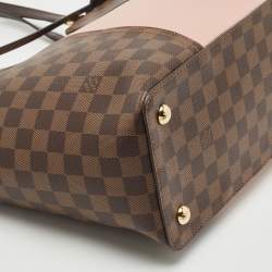 Pre Owned Louis Vuitton Magnolia Damier Ebene Canvas and Taurillon Leather Jersey Tote