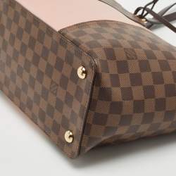 Pre Owned Louis Vuitton Magnolia Damier Ebene Canvas and Taurillon Leather Jersey Tote