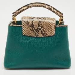 Louis Vuitton Green/Beige Leather and Python Capucines BB Bag