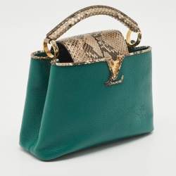 Louis Vuitton Green/Beige Leather and Python Capucines BB Bag