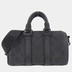 Louis Vuitton Black Taurillon Leather Keepall Bandouliere 25 Boston Bag