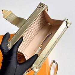 Louis Vuitton Gold Leather Small Trunk Shoulder Bag